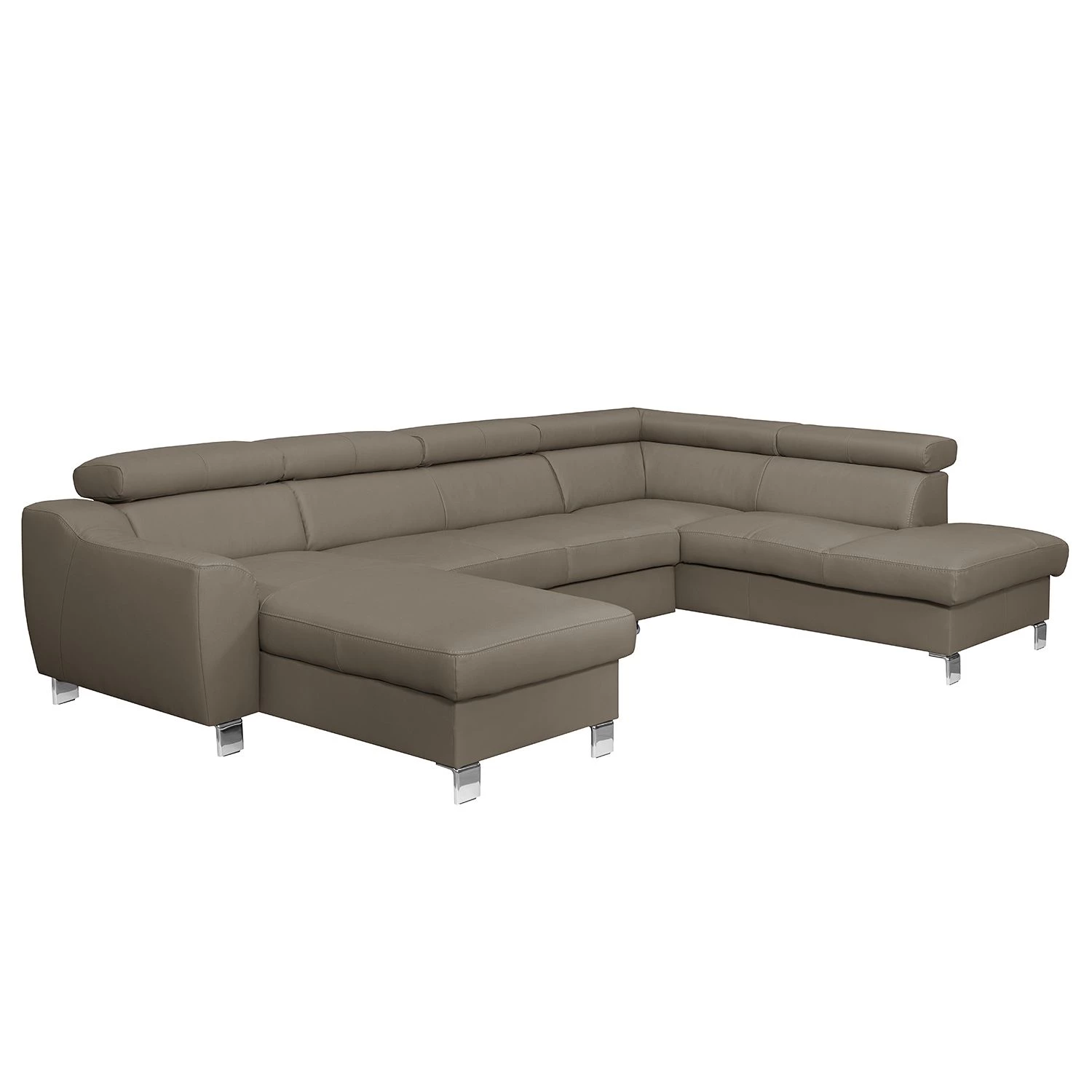 Loftscape Canapé panoramique Burnside I - Cuir véritable / Imitation cuir - Taupe - Méridienne courte à gauche / longue à droite (vue de face) - Avec fonction couchage 1 Loftscape Canapé panoramique Burnside I - Cuir véritable / Imitation cuir - Taupe - Méridienne courte à gauche / longue à droite (vue de face) - Avec fonction couchage