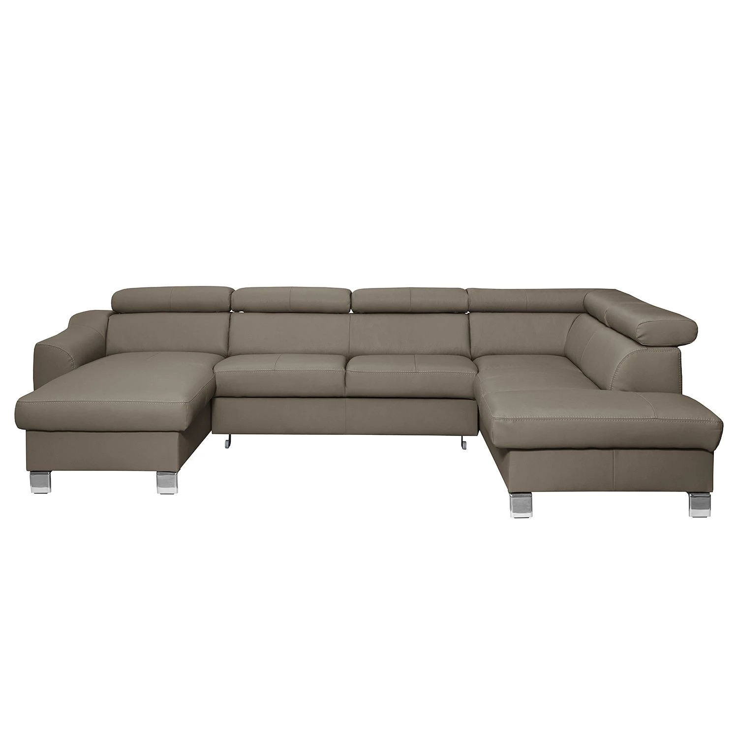 Loftscape Canapé panoramique Burnside I - Cuir véritable / Imitation cuir - Taupe - Méridienne courte à gauche / longue à droite (vue de face) - Avec fonction couchage 4 Loftscape Canapé panoramique Burnside I - Cuir véritable / Imitation cuir - Taupe - Méridienne courte à gauche / longue à droite (vue de face) - Avec fonction couchage – Image 4