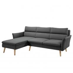 Norrwood Canapé d’angle Alpine I - Tissu - Gris foncé - Méridienne courte à gauche (vue de face)