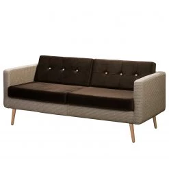 Norrwood Canapé Croom I (3 places) - Microfibre - Tissu Fida / Velours Freda: Sable / Marron foncé