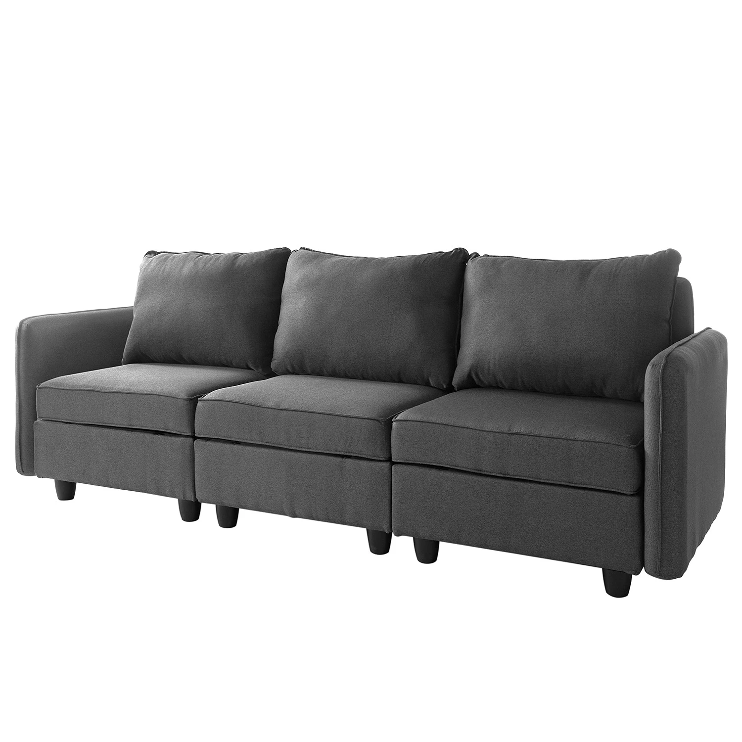 Fredriks Sofa Lavara I (3 places) - Tissu - Gris foncé 1 Fredriks Sofa Lavara I (3 places) - Tissu - Gris foncé