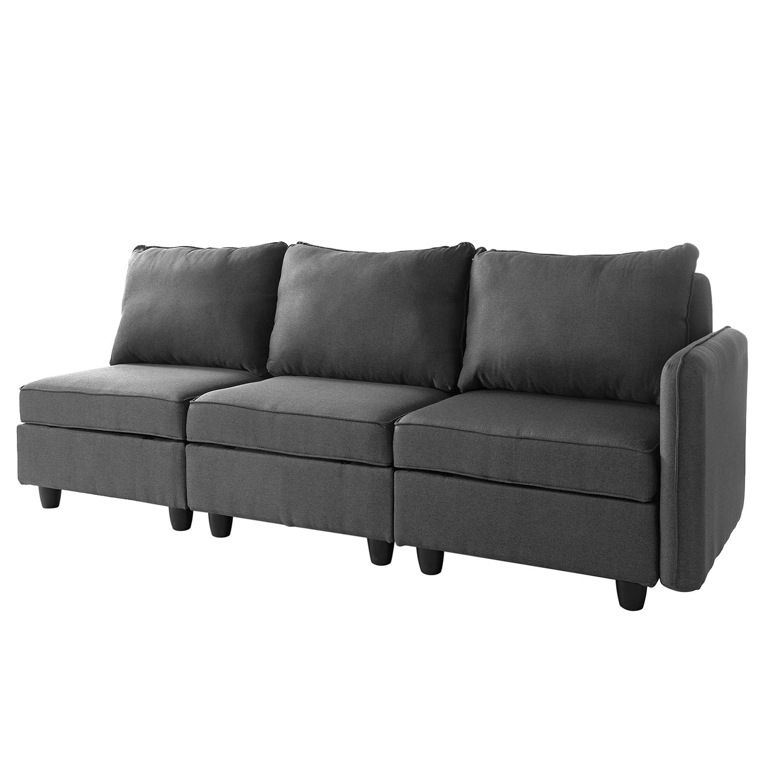 Fredriks Sofa Lavara I (3 places) - Tissu - Gris foncé 2 Fredriks Sofa Lavara I (3 places) - Tissu - Gris foncé – Image 2