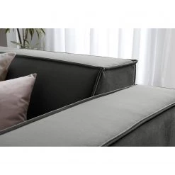 Canapé d’angle Kinx IV - Velours - Velours Shyla: Vert de gris - Méridienne longue à gauche (vue de face) -Canapés Soldes Magasin 1000155696 210323 15170400825 DETAILS P000000001000155696