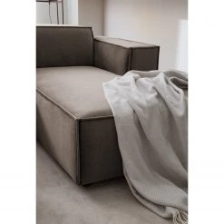 Canapé d’angle Kinx V - Velours - Velours Shyla: Taupe - Méridienne courte à droite (vue de face) -Canapés Soldes Magasin 1000155723 220610 040 DETAILS P000000001000155723