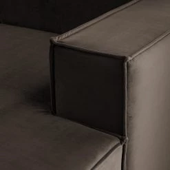 Canapé d’angle Kinx V - Velours - Velours Shyla: Taupe - Méridienne courte à droite (vue de face) -Canapés Soldes Magasin 1000155723 220610 050 DETAILS P000000001000155723