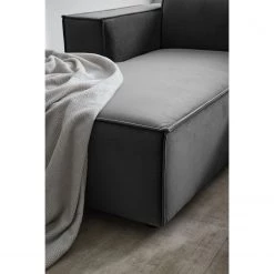 Canapé d’angle Kinx VI - Velours - Velours Shyla: Gris - Méridienne courte à gauche (vue de face) -Canapés Soldes Magasin 1000155740 210323 15203201266 DETAILS P000000001000155740