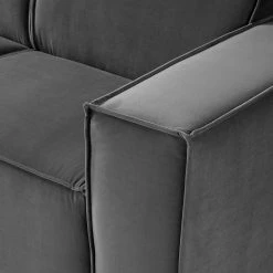 Canapé d’angle Kinx VI - Velours - Velours Shyla: Gris - Méridienne courte à gauche (vue de face) -Canapés Soldes Magasin 1000155740 220610 030 DETAILS P000000001000155740