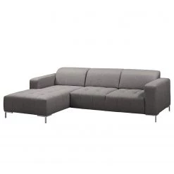 Fredriks Canapé d’angle Graide II - Tissu structuré - Gris foncé - Méridienne courte à gauche (vue de face) - Sans fonction