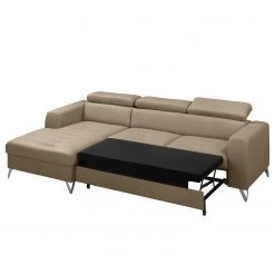 Fredriks Canapé d’angle Lucena - Cuir véritable - Taupe - Méridienne courte à gauche (vue de face) - Coffre de lit - Fonction couchage -Canapés Soldes Magasin 1000157368 190604 14181101029 GALLERYIMAGES P000000001000157368