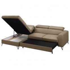 Fredriks Canapé d’angle Lucena - Cuir véritable - Taupe - Méridienne courte à gauche (vue de face) - Coffre de lit - Fonction couchage -Canapés Soldes Magasin 1000157368 190604 14181101030 GALLERYIMAGES P000000001000157368