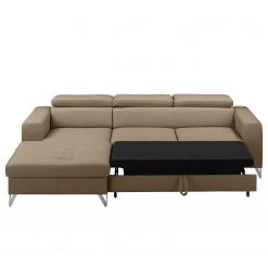 Fredriks Canapé d’angle Lucena - Cuir véritable - Taupe - Méridienne courte à gauche (vue de face) - Coffre de lit - Fonction couchage -Canapés Soldes Magasin 1000157368 190604 14181101032 GALLERYIMAGES P000000001000157368