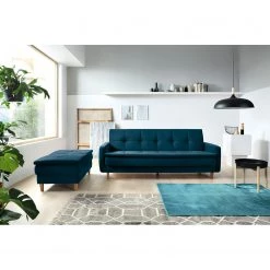 Loftscape Canapé convertible Pabna - Velours - Bleu marine - Aucun accessoire fourni -Canapés Soldes Magasin 1000157437 190320 11545300559 MOOD GALLERYIMAGES P000000001000157437 mood