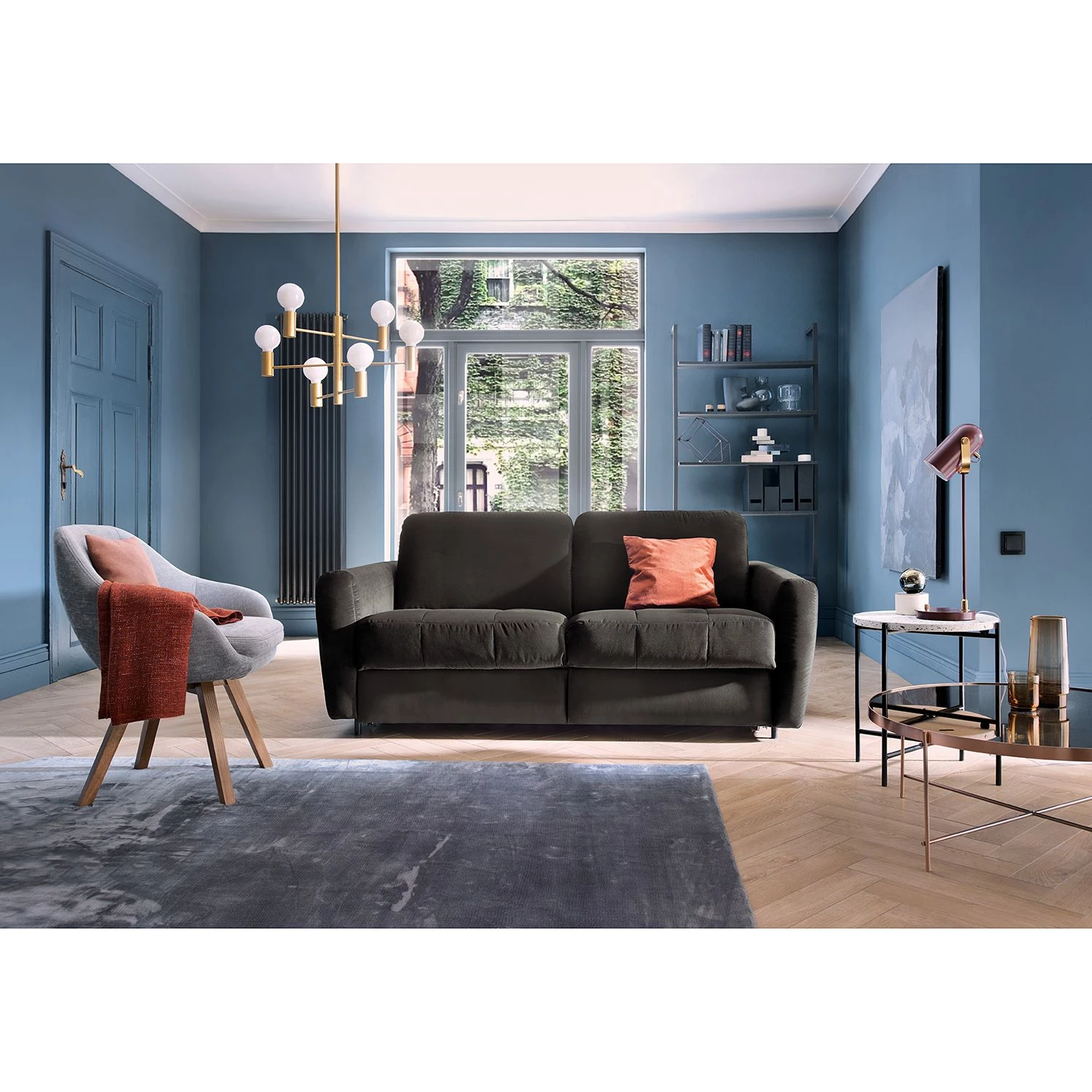 Loftscape Canapé convertible Leopoldina - Velours - Gris foncé - Largeur : 169 cm 3 Loftscape Canapé convertible Leopoldina - Velours - Gris foncé - Largeur : 169 cm – Image 3