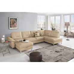 Loftscape Canapé panoramique Kappel - Cuir véritable - Beige chaud - Méridienne courte à gauche / longue à droite (vue de face) - Sans fonction -Canapés Soldes Magasin 1000157551 190320 11585501921 MOOD GALLERYIMAGES P000000001000157551 mood