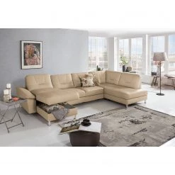 Loftscape Canapé panoramique Kappel - Cuir véritable - Beige chaud - Méridienne courte à gauche / longue à droite (vue de face) - Sans fonction -Canapés Soldes Magasin 1000157551 190320 11585501922 MOOD GALLERYIMAGES P000000001000157551 mood