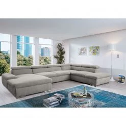 Loftscape Canapé panoramique Glenaire I - Tissu structuré - Gris clair - Méridienne courte à gauche / longue à droite (vue de face) - Fonction couchage (utilisation régulière) -Canapés Soldes Magasin 1000157807 190314 11252701019 MOOD GALLERYIMAGES P000000001000157807 mood