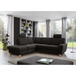 Loftscape Canapé d’angle Berlaar - Aspect cuir vieilli - Anthracite - Méridienne longue à gauche (vue de face) - Avec fonction couchage -Canapés Soldes Magasin 1000157862 190314 11260001593 MOOD GALLERYIMAGES P000000001000157862 mood