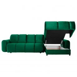 Jack & Alice Canapé d’angle Malter - Velours - Vert vieilli - Méridienne courte à droite (vue de face) -Canapés Soldes Magasin 1000166795 190816 15315800021 DETAILS P000000001000166795