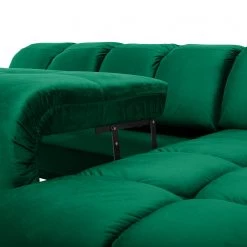 Jack & Alice Canapé d’angle Malter - Velours - Vert vieilli - Méridienne courte à droite (vue de face) -Canapés Soldes Magasin 1000166795 190816 15315800026 DETAILS P000000001000166795