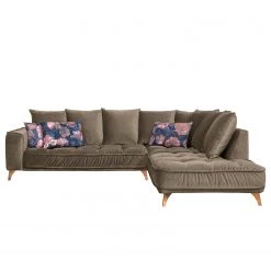 Jack & Alice Canapé d’angle Polich - Velours - Marron - Méridienne longue à droite (vue de face) -Canapés Soldes Magasin 1000166873 190502 13145900350 GALLERYIMAGES P000000001000166873