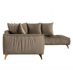 Jack & Alice Canapé d’angle Polich - Velours - Marron - Méridienne longue à droite (vue de face) -Canapés Soldes Magasin 1000166873 190502 13145900351 GALLERYIMAGES P000000001000166873