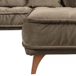 Jack & Alice Canapé d’angle Polich - Velours - Marron - Méridienne longue à droite (vue de face) -Canapés Soldes Magasin 1000166873 190502 13150000356 GALLERYIMAGES P000000001000166873