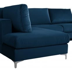 Jack & Alice Canapé d’angle Baitz I - Tissu - Velours Krysia: Pétrole - Méridienne longue à gauche (vue de face) -Canapés Soldes Magasin 1000166881 210415 08073900076 DETAILS P000000001000166881