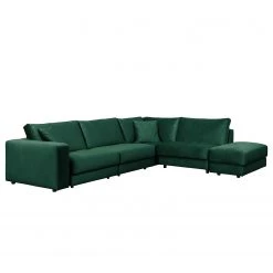 Jack & Alice Canapé d’angle Oakey I - Velours - Vert vieilli - Angle à droite (vu de face) -Canapés Soldes Magasin 1000166891 190502 13152900587 GALLERYIMAGES P000000001000166891