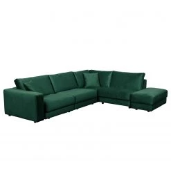 Jack & Alice Canapé d’angle Oakey I - Velours - Vert vieilli - Angle à droite (vu de face) -Canapés Soldes Magasin 1000166891 190502 13152900594 GALLERYIMAGES P000000001000166891