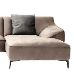 Jack & Alice Canapé d’angle Rosas I - Velours - Cappuccino - Méridienne courte à droite (vue de face) -Canapés Soldes Magasin 1000167307 190520 11230500094 GALLERYIMAGES P000000001000167307