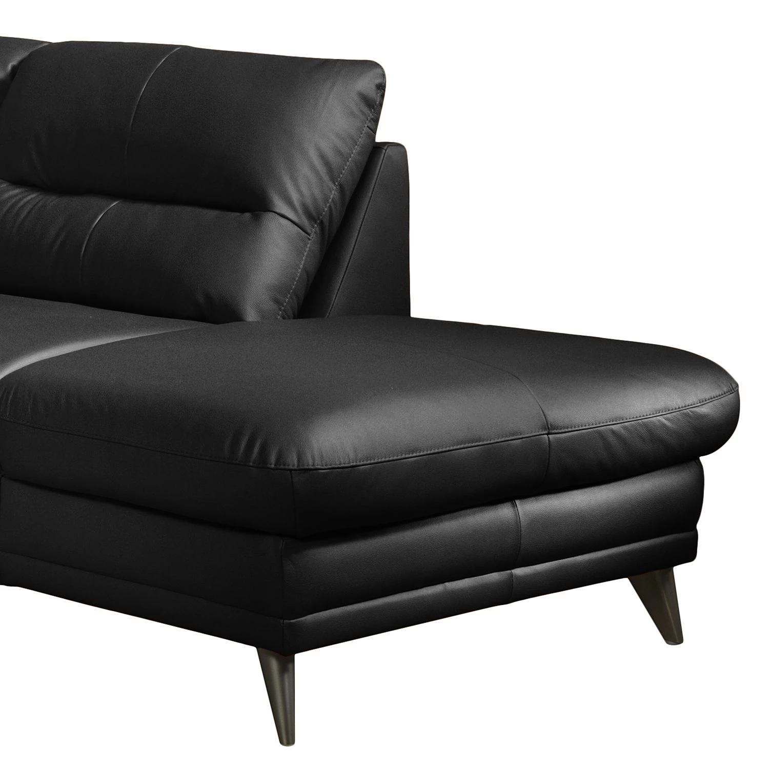 Fredriks Canapé d’angle Lutz II - Cuir véritable - Noir - Méridienne longue à droite (vue de face) 6 Fredriks Canapé d’angle Lutz II - Cuir véritable - Noir - Méridienne longue à droite (vue de face) – Image 6