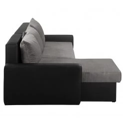 Fredriks Canapé d’angle Kardinya - Imitation cuir / Microfibre - Noir / Nickel - Méridienne courte à gauche (vue de face) -Canapés Soldes Magasin 1000175324 200227 14353000210 DETAILS P000000001000175324