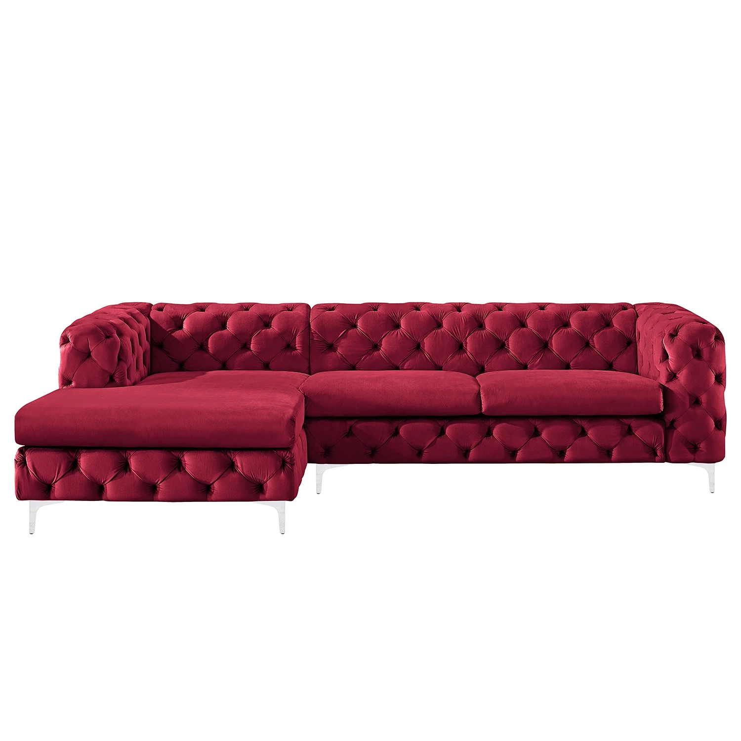 Jack & Alice Canapé d’angle Leominster - Velours - Bordeaux - Méridienne longue à gauche (vue de face) 4 Jack & Alice Canapé d’angle Leominster - Velours - Bordeaux - Méridienne longue à gauche (vue de face) – Image 4