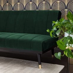 Jack & Alice Canapé convertible Lemming - Velours - Vert foncé -Canapés Soldes Magasin 1000176644 200406 16214900003 DETAILS P000000001000176644