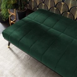 Jack & Alice Canapé convertible Lemming - Velours - Vert foncé -Canapés Soldes Magasin 1000176644 200406 16215200004 DETAILS P000000001000176644