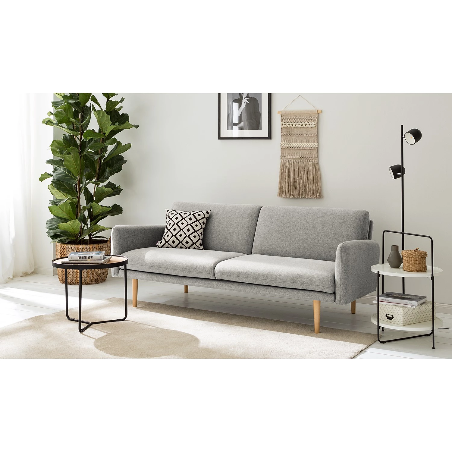 Maison Belfort Canapé convertible Lindoia - Tissu - Gris clair 3 Maison Belfort Canapé convertible Lindoia - Tissu - Gris clair – Image 3