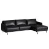 Studio Copenhagen Canapé d’angle Harlev - Cuir véritable - Méridienne courte à droite (vue de face)