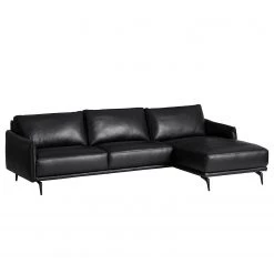 Studio Copenhagen Canapé d’angle Harlev - Cuir véritable - Méridienne courte à droite (vue de face)