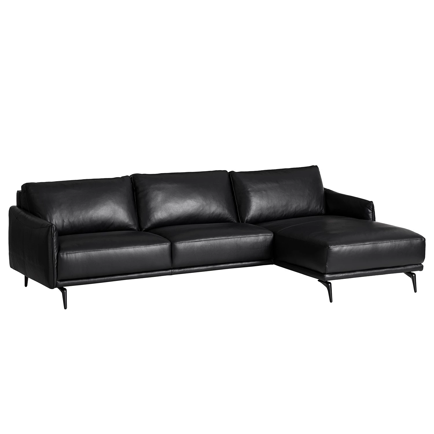 Studio Copenhagen Canapé d’angle Harlev - Cuir véritable - Méridienne courte à droite (vue de face) 1 Studio Copenhagen Canapé d’angle Harlev - Cuir véritable - Méridienne courte à droite (vue de face)