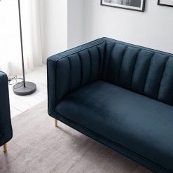 Jack & Alice Canapé Borlo (3 places) - Bleu marine -Canapés Soldes Magasin 1000180137 201030 05545200003 DETAILS P000000001000180137