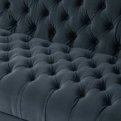 Jack & Alice Canapé Mindarie (3 places) - Velours - Bleu foncé -Canapés Soldes Magasin 1000180887 201021 14381000014 DETAILS P000000001000180887