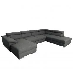 Modoform Canapé panoramique Swain - Tissu - Anthracite - Méridienne courte à gauche (vue de face) - Avec fonction couchage