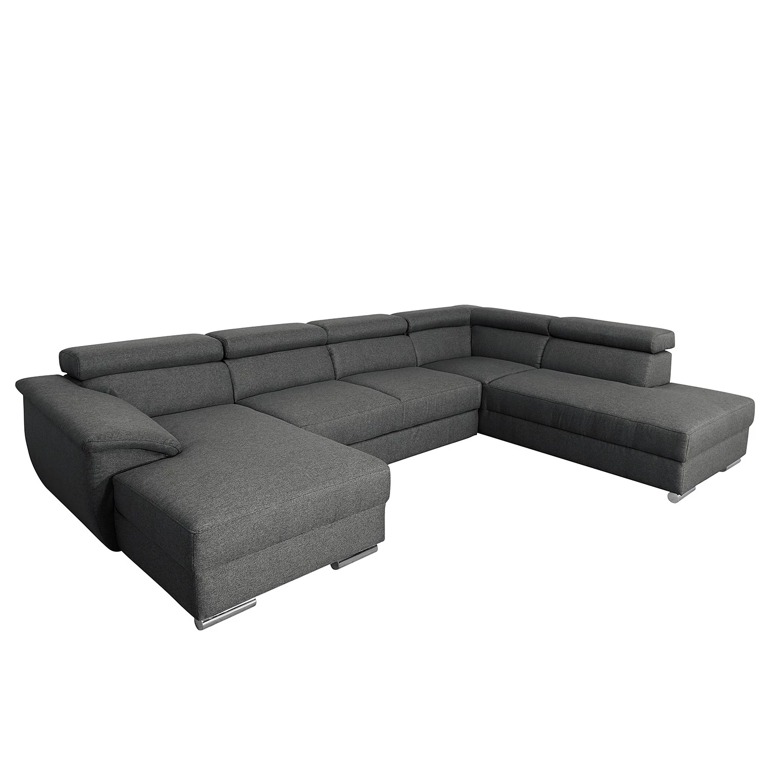 Modoform Canapé panoramique Swain - Tissu - Anthracite - Méridienne courte à gauche (vue de face) - Avec fonction couchage 1 Modoform Canapé panoramique Swain - Tissu - Anthracite - Méridienne courte à gauche (vue de face) - Avec fonction couchage