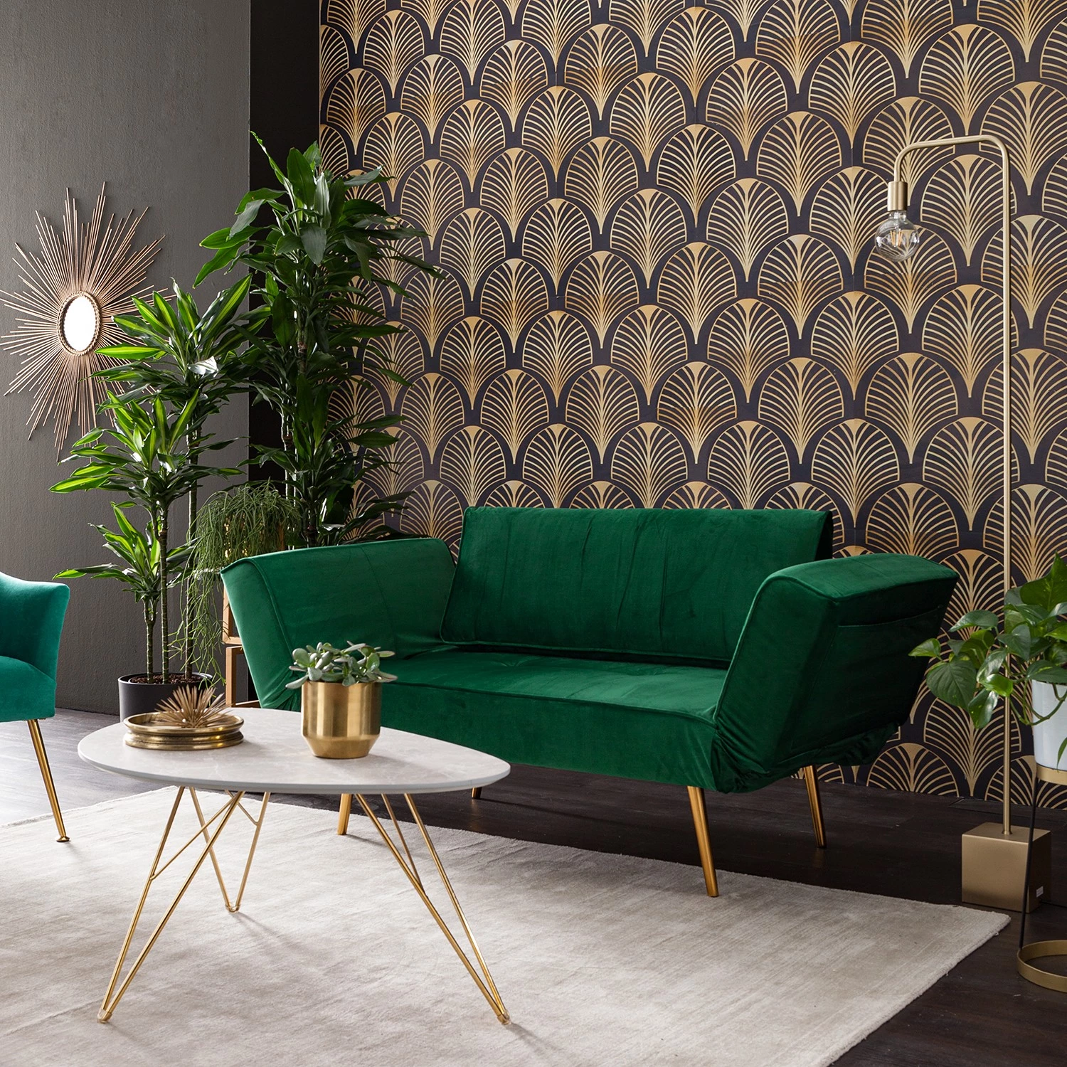 Jack & Alice Canapé convertible Behram III - Velours - Vert foncé 20 Jack & Alice Canapé convertible Behram III - Velours - Vert foncé – Image 20