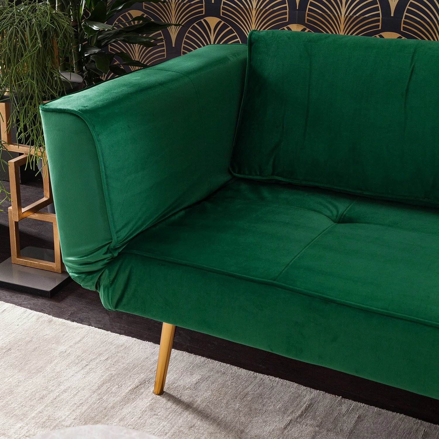 Jack & Alice Canapé convertible Behram III - Velours - Vert foncé 21 Jack & Alice Canapé convertible Behram III - Velours - Vert foncé – Image 21