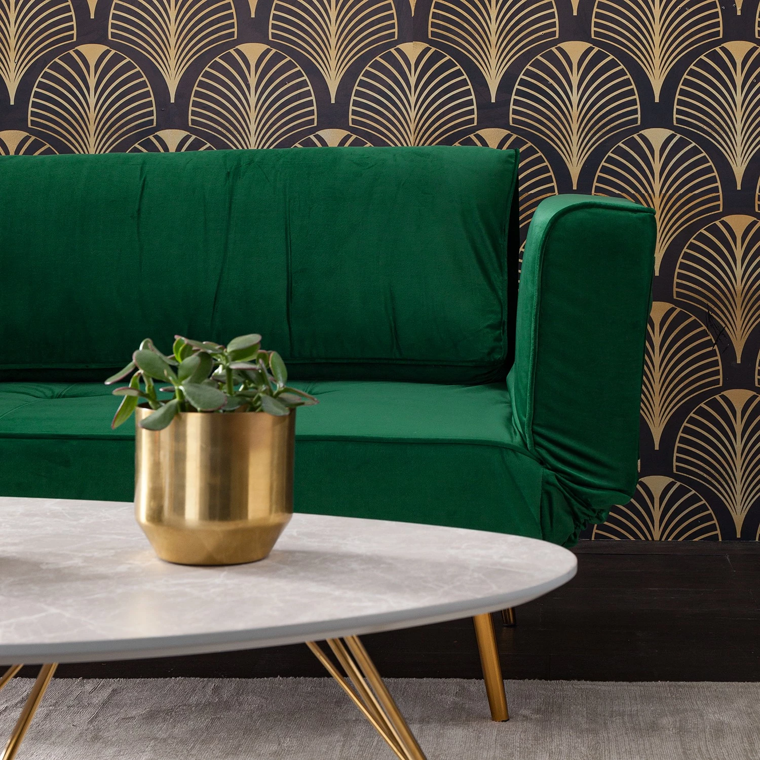 Jack & Alice Canapé convertible Behram III - Velours - Vert foncé 22 Jack & Alice Canapé convertible Behram III - Velours - Vert foncé – Image 22