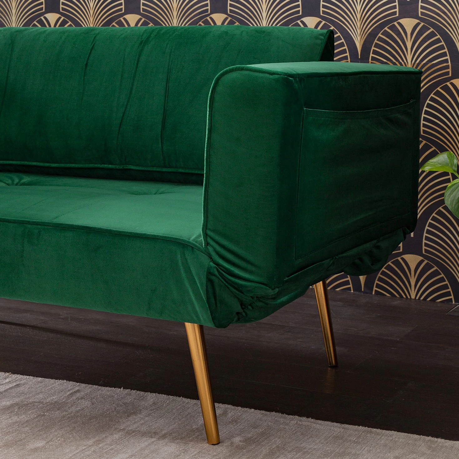 Jack & Alice Canapé convertible Behram III - Velours - Vert foncé 17 Jack & Alice Canapé convertible Behram III - Velours - Vert foncé – Image 17