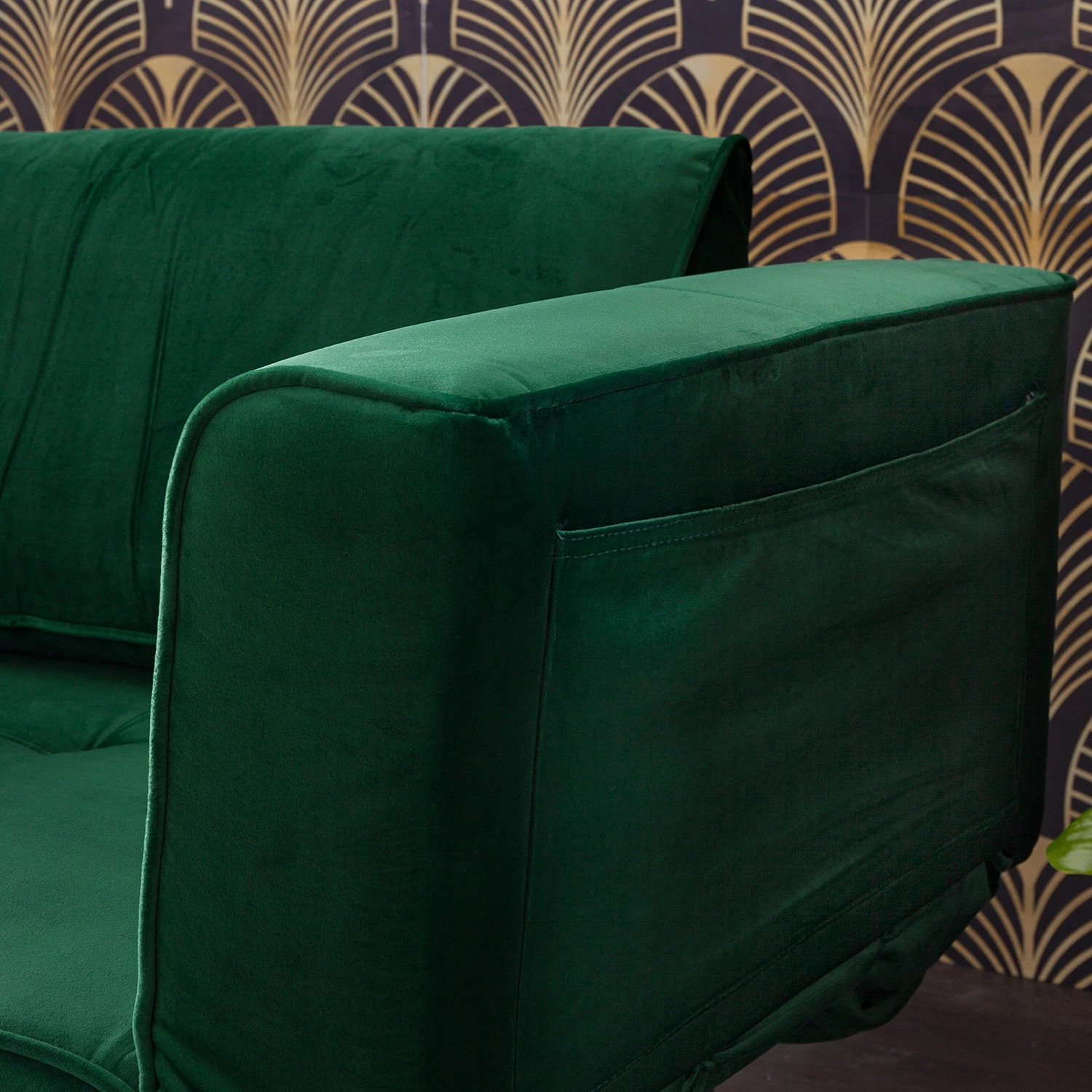 Jack & Alice Canapé convertible Behram III - Velours - Vert foncé 19 Jack & Alice Canapé convertible Behram III - Velours - Vert foncé – Image 19