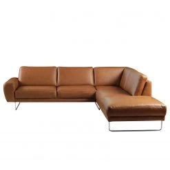 Loftscape Canapé d’angle Kerman - Cuir véritable - Cognac - Méridienne longue à droite (vue de face) -Canapés Soldes Magasin 1000185383 190917 17064400726 DETAILS P000000001000185383
