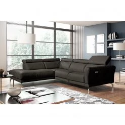 Loftscape Canapé d’angle Lebel - Cuir véritable - Gris foncé - Méridienne longue à gauche (vue de face) - Fonction relaxation -Canapés Soldes Magasin 1000185429 190917 17072801185 MOOD DETAILS P000000001000185429 mood